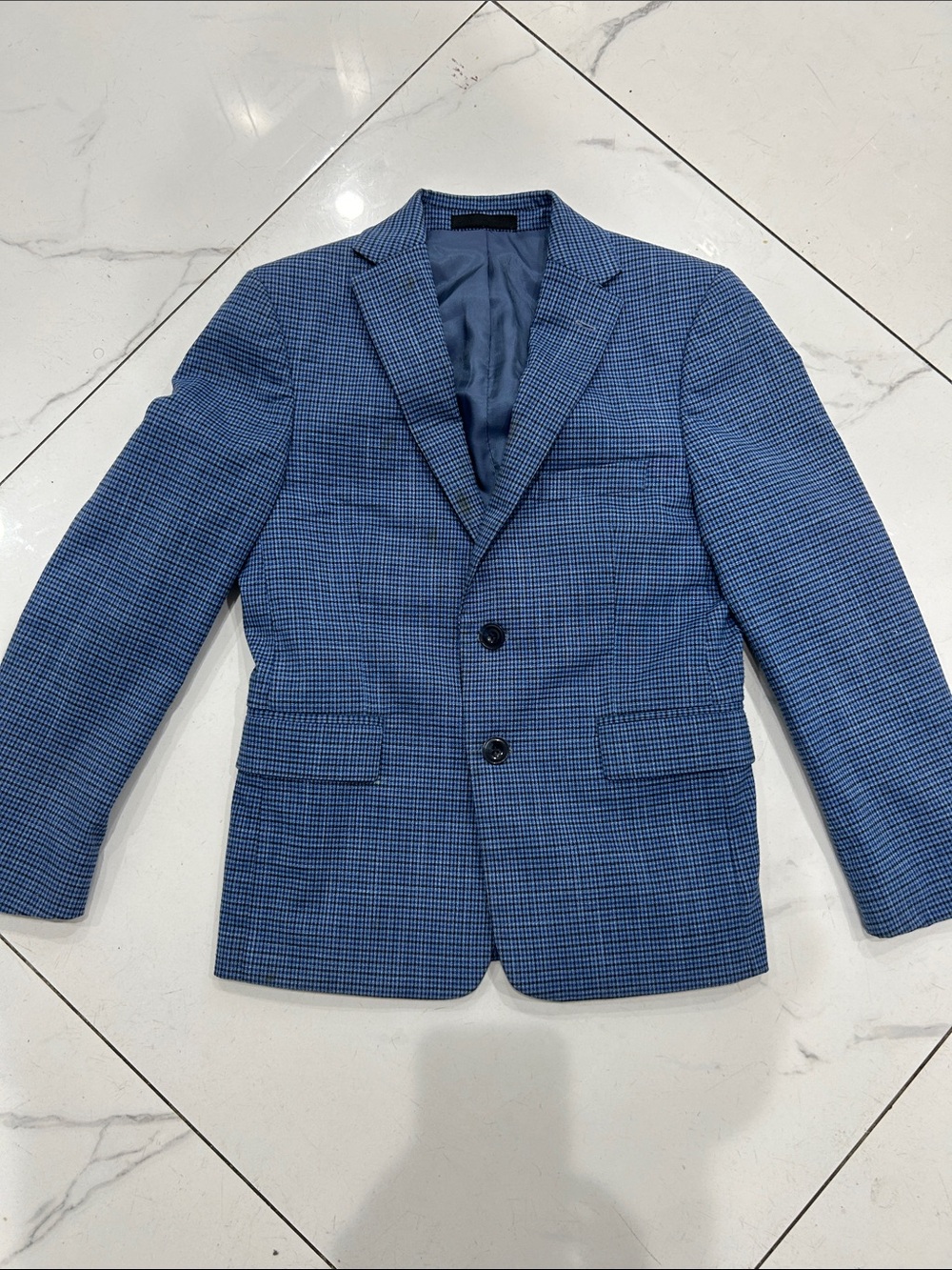 Michael Kors Blue Houndstooth Two-Button Sport Coat